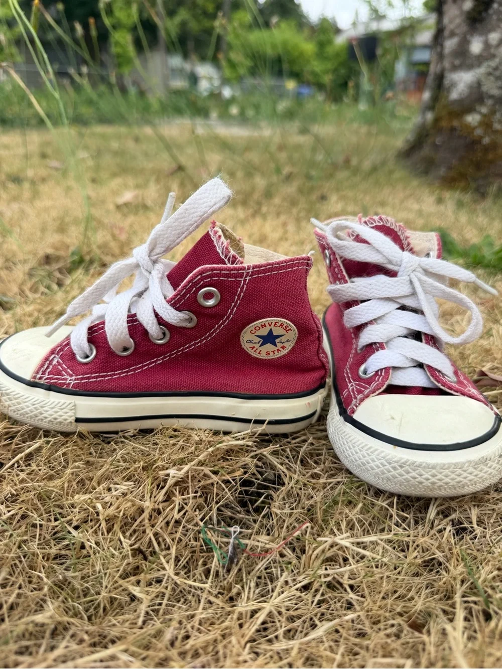 Converse Kids Maroon High-Top Sneakers with White Laces